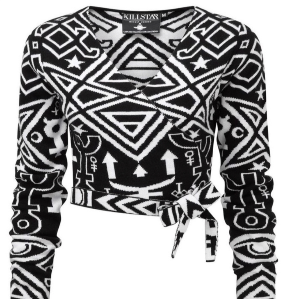 Killstar Thelema Wrap Crop Sweater